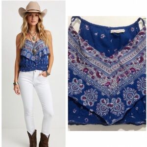 AE American Eagle Outfitters Boho Hankerchief Tank Top Blouse Free People Style